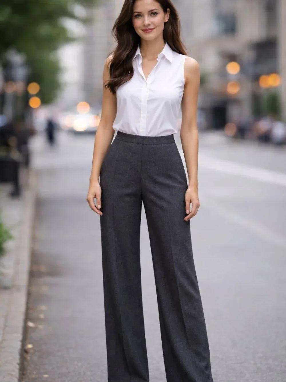 Armani Collezioni Antinea Dark Gray Virgin Wool Flare Trousers Size 6